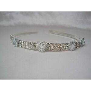 Silver headband, children's  heart rhinestone headband, princess Toddler Tiara